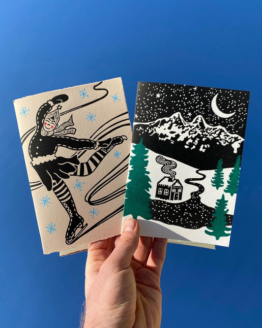 2022 Linocut Holiday Cards (2 Pack)
