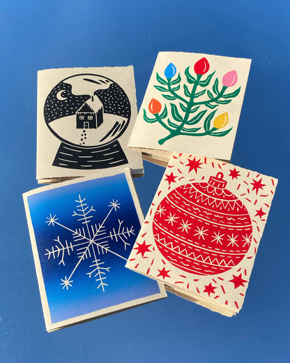 2021 Linocut Holiday Cards (4 Pack)